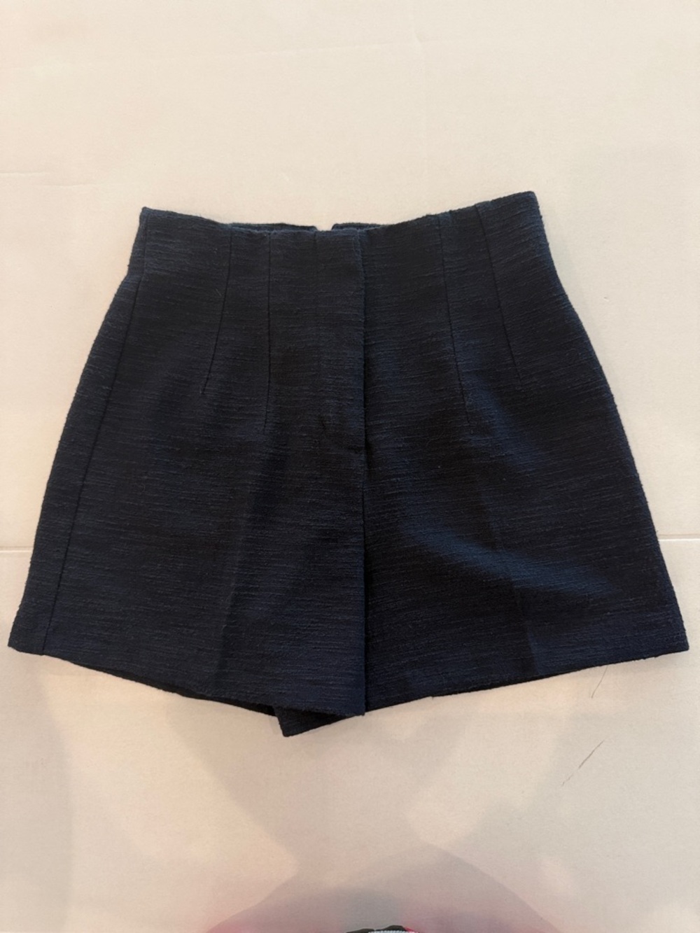 Zara Navy High-Waist Tailored Shorts